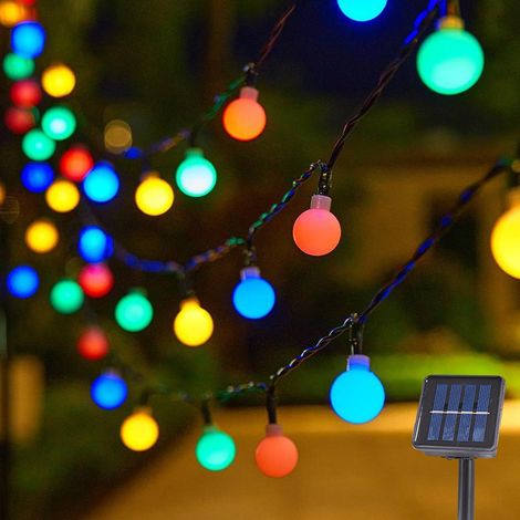 Guirlande lumineuse solaire d'extérieur - 6,5 m - 30 LED - Étanche - 8 modes - Pour chambre d'enfant, jardin, fête, terrasse, balcon (1/5)