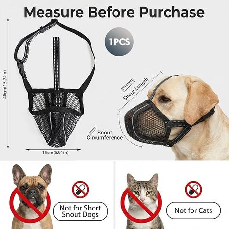 Muselière Chiens Taille XL – Maille Douce, Ajustable 3 Antidérapants, Promenades (1/2)