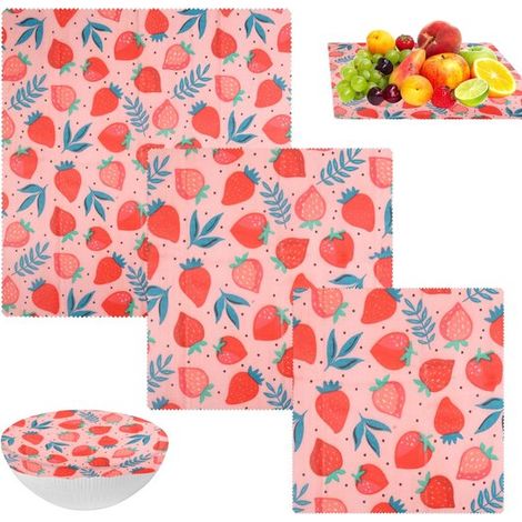 Dailygoods 3 teiliges wiederverwendbares Bienenwachstuch Set, S/M/L, 3 Größen, waschbare Bienenwachstücher, nachhaltige und umweltfreundliche Bie (1/5)