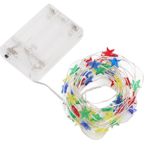 Fünfeckige LED-Lichterkette, batteriebetrieben, 5 Meter, bunte Lichterkette, Feensterne, Lichterkette für Partydekorationen (1/5)