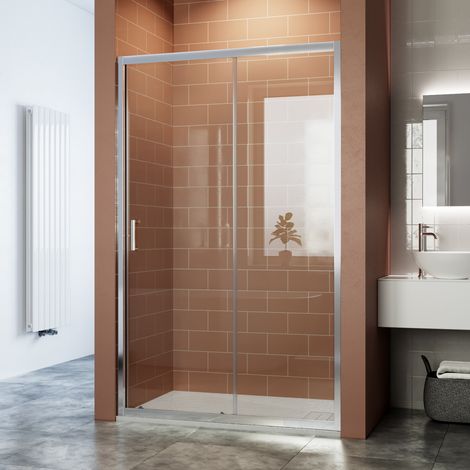ELEGANT 1200x700mm Sliding Glass Shower Enclosure Reversible with Slip-Resistance Shower Tray 6mm Safety Glass Cubicle Door (1/5)