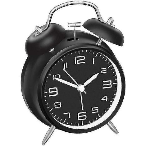 Réveil à deux bases avec veilleuse, grand cadran de 10 cm, mouvement à quartz analogique, silencieux et puissant. (1/5)