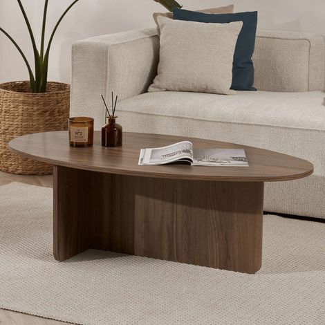 Kieselförmiger Couchtisch Walnuss Japandi – 120 x 60 cm – Baro