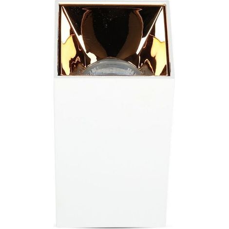 Support de spot LED V-TAC carré pour montage au plafond GU10, corps blanc, réflecteur or rose (1/5)