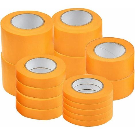 VURAHOME - 15 Rouleaux Rubans de Masquage Adhésifs Orange pour Peinture, Carrosserie et Bricolage 8/15/28/35/45mm x 20m (1/5)