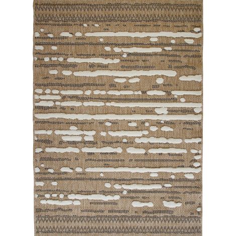 JUTE RELIEF LINEA - Tapis effet jute à motif géométrique en relief blanc et noir 120x160 (1/5)
