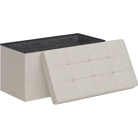 Pouf de rangement KASSEY blanc cassé (1/5)