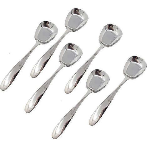 Lot de 6 cuillères carrées en acier inoxydable, cuillères à glace, cuillères à calcul, cuillères à riz, cuillères à soupe (1/5)