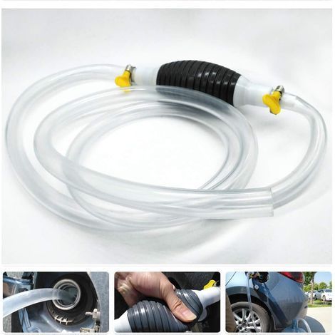Newest Manual Fuel Transfer Pump Portable Siphon High Flow Hand Pump Manual For Petrol Gas Petrol Diesel Oil Liquid Fish Tank With 2M Siphon Hose (1/4)