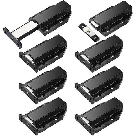 Set mit 8 robusten, magnetischen Push-to-Open-Schrankverschlüssen, leichtgängig per Druck zu öffnen, berührungsempfindliche Magnete, schwarz (1/5)