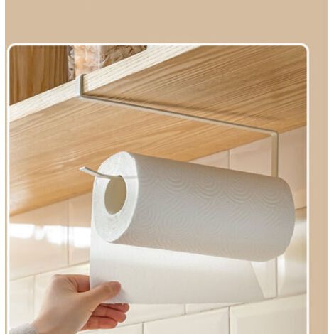 Hanging Storage Rack for Cabinet, Paper Towel Holder, White, Steel, Suitable for Kitchen, Bathroom and Bedroom (1/4)