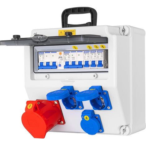 Coffret Electrique IP65 avec Prises schuko et prises CEE,Prise Exterieure Etanche Coffret de Chantier,Distributeur de Courant Électrique avec Disjoncteur pour Usage Extérieur et Intérieur (1/5)