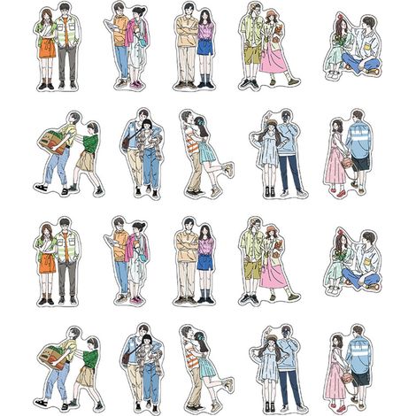 20 Feuilles Stickers Couple Romantiques Adhésifs Forts DIY Décoratifs pour Album Décoration Type 3 (1/5)