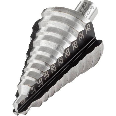 Foret Étagé Diamètres Graduels Ø 8-14-16-18-20-22-26-28-32-35 Mm, Hss, Queue Ø 10 Mm, avec Pointe D'amorçage 3 Tranchants, Longueur Utile 52,5 Mm