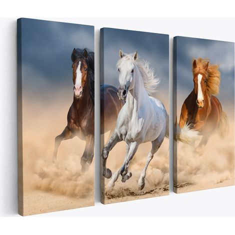 Tableau triptyque sur toile - Chevaux (1/2)