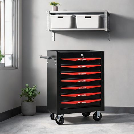 Servante d'atelier coloris noir rouge en acier 60 x 33 x 77,5 cm (1/5)
