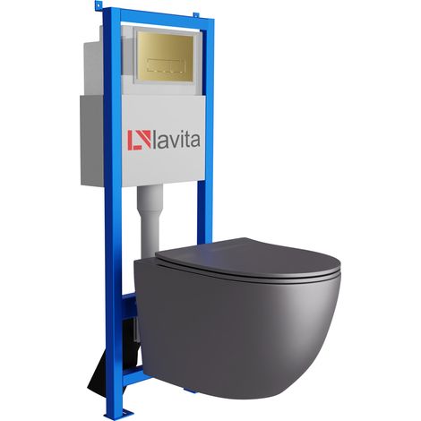 Bati support lavita lav 101 a 40 cm wc sinto grey sans bord plaque de commande lav 20035 doree kit complet wc
