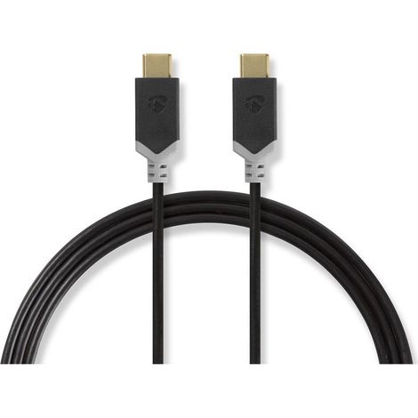 Cable usb usb 32 generacion 1 usb c macho usb c macho 60w 4k60hz 5 gbps niquelado 100m redondo pvc antracita caja con ventana