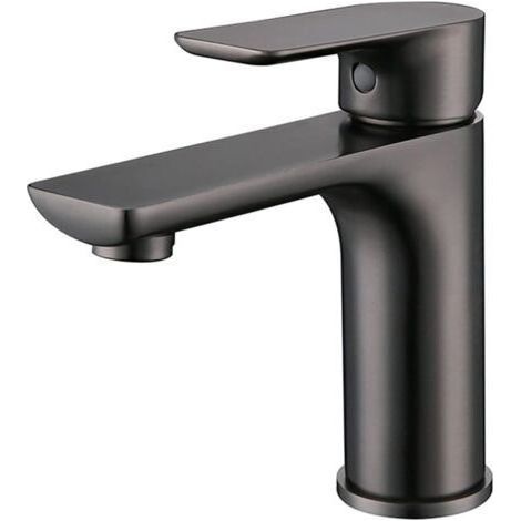 Robinet en acier inoxydable gris, robinet WC/lavabo, raccordement eau chaude et eau froide, avec flexible d'arrivée d'eau de 60 cm. (1/5)