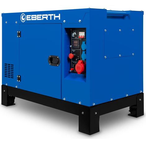 Eberth – Groupe électrogène diesel 15000W 24,5 CV triphasé 400V/230V/12V – Démarrage électrique – AVR – Autonomie 6-10h – 25L réservoir (1/5)