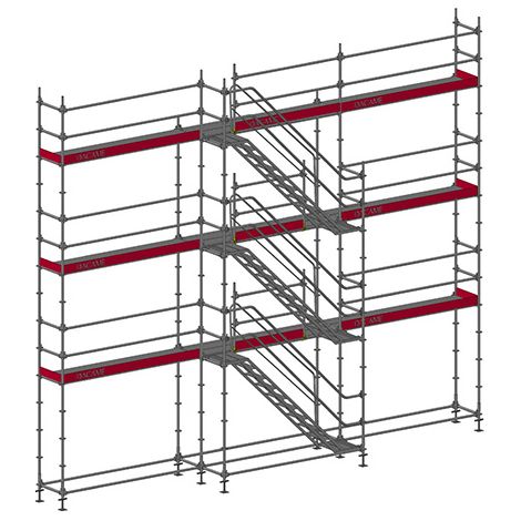 Gerüst 80m² - Struktur + Plattformen -Mit Treppe - MEKA80ESC-SP