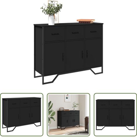 vidaXL Metallbeine - Sideboard Schwarz 97x32,5x74,5 cm Holzwerkstoff (1/5)