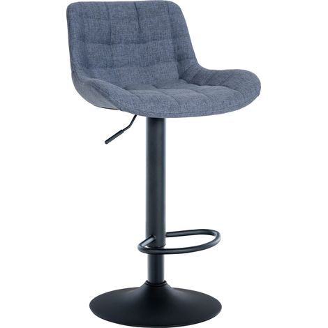 Tabouret de bar x1 structure métallique noir assise en tissu bleu avec surpiqûres 100005449