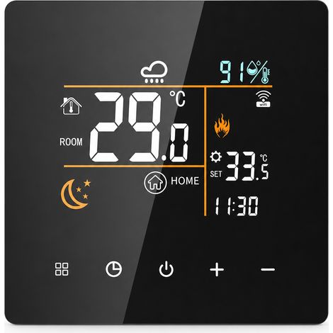 Thermostat WiFi K9 noir pour chauffage au sol électrique, contrôle à distance via application, 16 A (1/5)