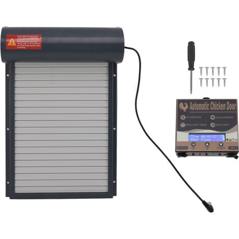 Contrôleur d'ouverture de porte de poulailler à enroulement automatique et temporisé, gris, pour élevages avicoles (1/5)