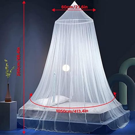 Moustiquaire Lit Adulte, Ciel de lit Double/Simple Blanc, Universelle Double Tulle Tissu moustiquaire Enfant Exterieure, mousti-quaire lit Voyage Pliable,Para Simple/Double Enfant (1/4)
