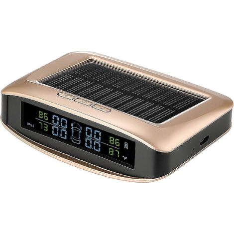 Monitor de presión de neumáticos inalámbrico con energía solar, sistema de alarma de temperatura de neumáticos resistente e impermeable para coche. (1/5)