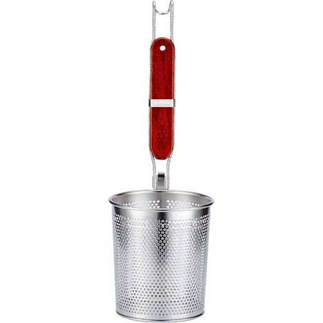 Colador, microperforado, acero inoxidable, mango de madera, cocina (1/5)