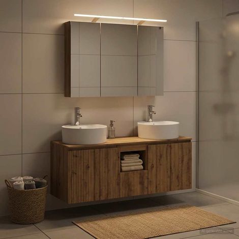 vidaXL Juego de Muebles de Baño 4 uds. Roble artisan (1/5)