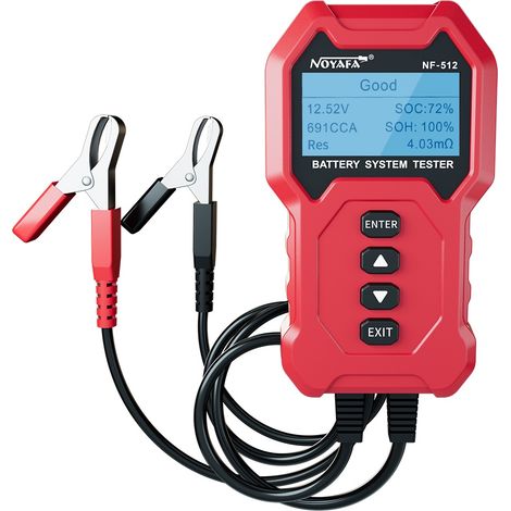 Testeur de batterie automobile NOYAFA NF-512 12V/24V avec connecteur de charge rapide  outil de diagnostic de l’état et des pannes de la batterie (1/5)