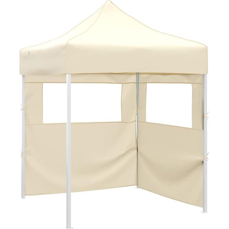 Tente de réception pliable Tonnelle de Jardin - Rapide à Installer avec 2 parois 2x2 m Acier Crème BV659094 - BonneVie (1/5)