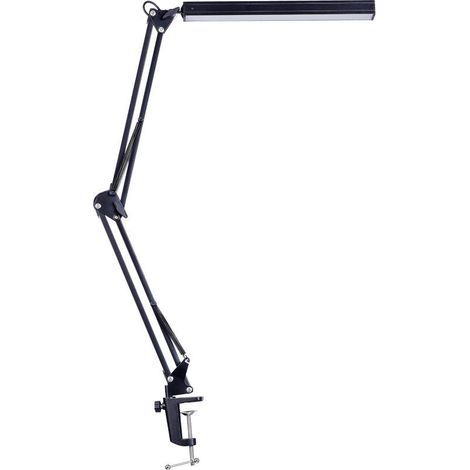 Lampada da scrivania a LED - Delicata sugli occhi - Braccio girevole regolabile - Con clip - 3 modalità di colore - 10 livelli di luminosità - 12 watt - Lampada da scrivania nera (1/5)