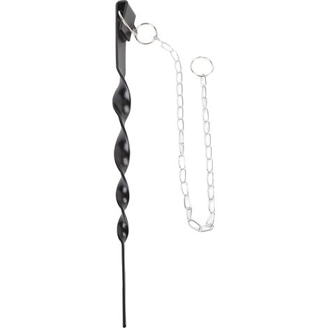 Ancoraggio a catena per pluviali da 13 pollici, in metallo verniciato a polvere nero, con picchetto di ancoraggio a spirale per grondaia. (1/5)