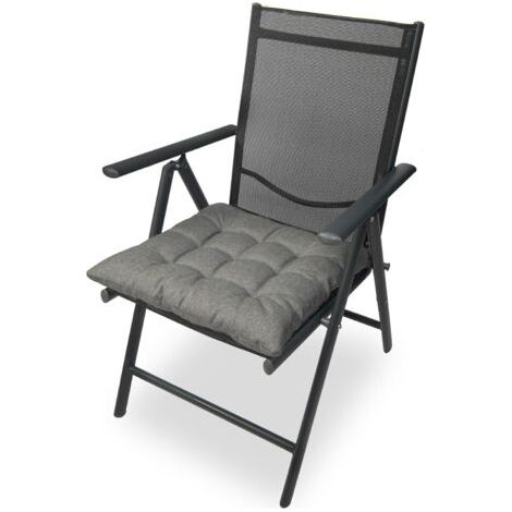 QORVA-Lot de 4 coussins de chaise avec attaches, 45 x 45 cm, épaisseur 8 cm. Coussins de chaise confortables pour la maison et le jardin, pour l'intérieur et l'extérieur, coussins décoratifs gris.