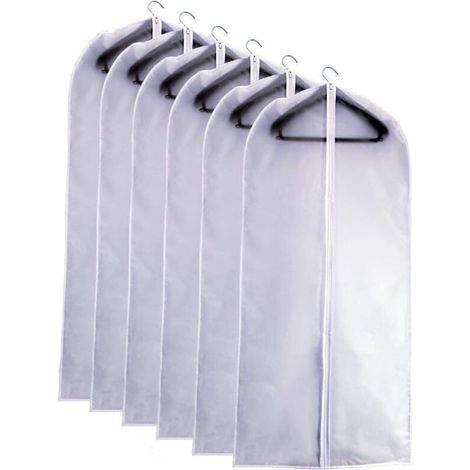 Lot de 10 housses de vêtements zippées, protection intégrale respirante, 60 × 120 cm