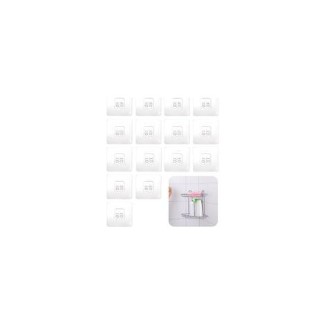 Lot de 15 pièces crochets adhésifs de rechange pour étagère de douche, sans perçage, porte savon transparent solide, étagère de rangement pour salle de bain et cuisine 7x7CM