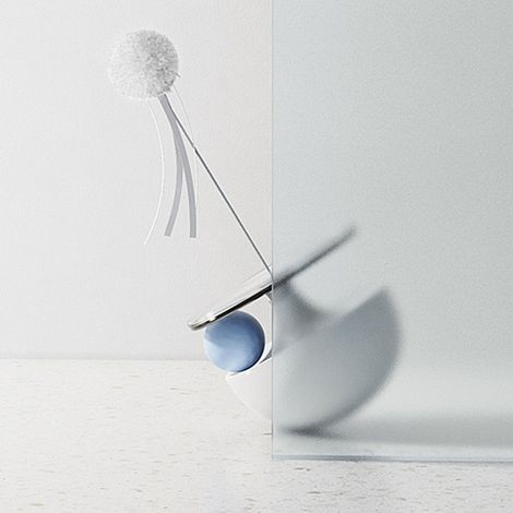 Jouet Interactif Chat - Blanc - Balle en Peluche sur Tige Rotative 360° Anti-Bascule, Plastique Durable pour Intérieur, Soulage l'Ennui (1/4)