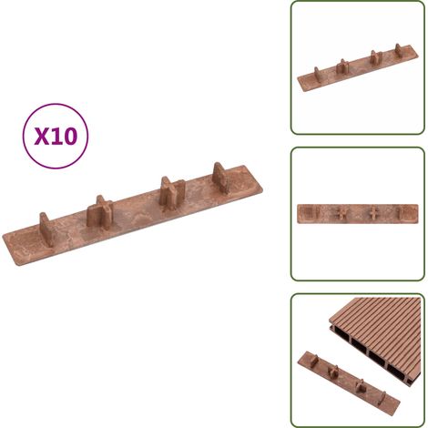 The Living Store Embouts de terrasse 10 pcs Marron Plastique - Finition de terrasse (1/5)