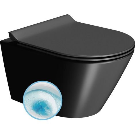 Cuvette de toilettes suspendue KUBE X, GeniusFlush, 36x50cm, noir double mat (1/3)