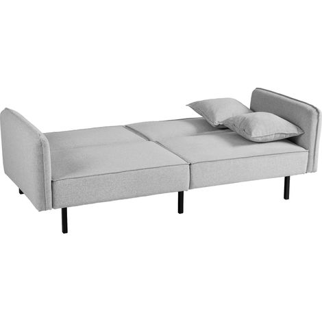 Canapé convertible 3 places, canapé-lit clic-clac, avec 2 coussins 195l x 89P x 87H cm gris clair (1/5)