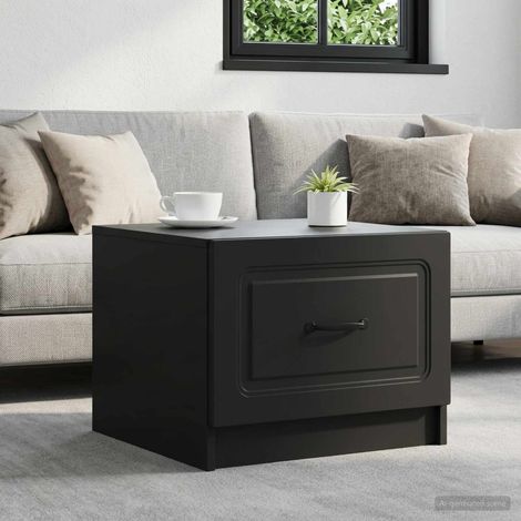 Table basse avec tiroir style vintage Noir 49 x 50 x 37 cm en bois d’ingénierie - PANGIVO (1/5)