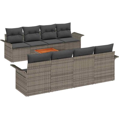 Maison Exclusive - Set Divano da Giardino 9 pcs Grigio polyrattan