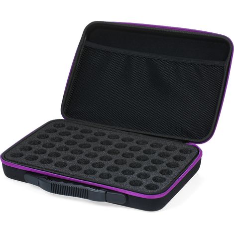 Estuche de almacenamiento de EVA para frascos de aceites esenciales con 60 compartimentos (10 ml), estuche antigolpes de espuma densa, ideal para herramientas de pintura, decoración de uñas, pedrería  (1/5)