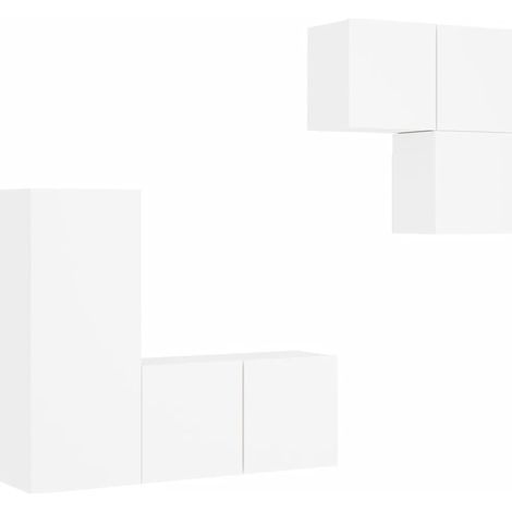 4 Piece TV Wall Units White Engineered Wood vidaXL (1/5)