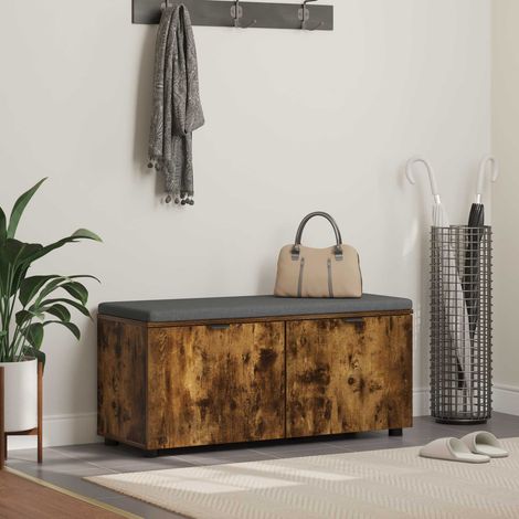 vidaXL Banc d'entrée avec coussin Chêne Fumé 100 x 38 x 46 cm