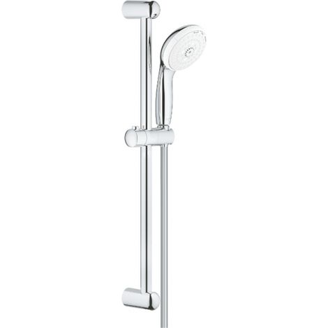 Grohe – Ensemble de douche 3 jets avec barre 600mm – Douchette ronde chromée – Débit 12 l/min – Procédé anti-calcaire – 27794001